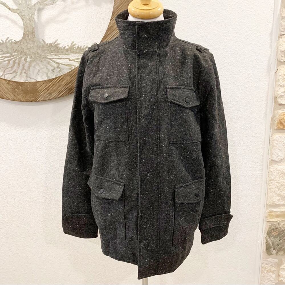 KR3W Krew Wool Blend City Coat Gray Tweed Small